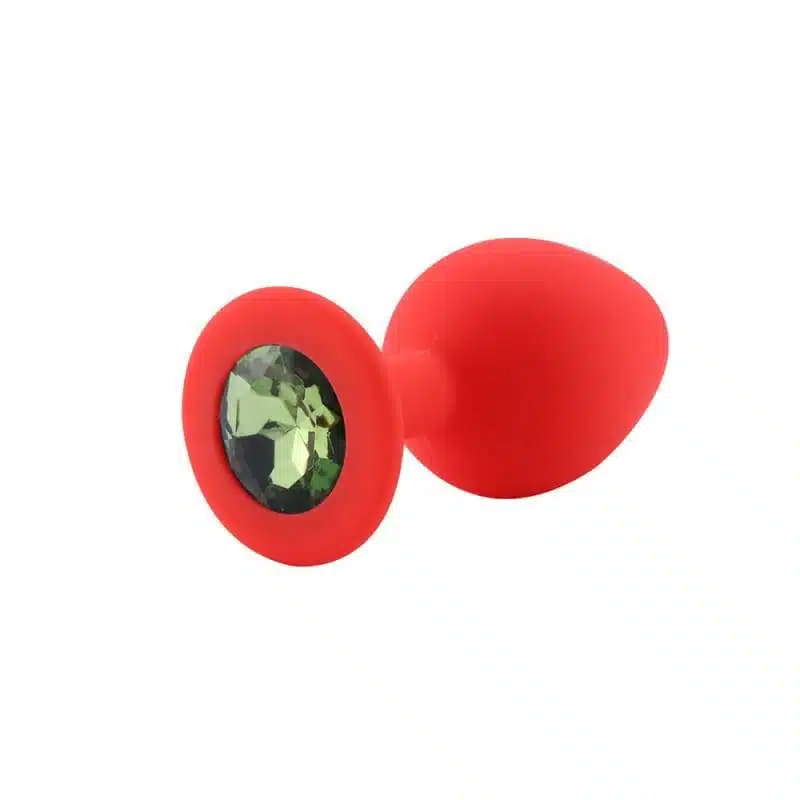 Plug Anal Silicone Rouge Diamant Vert PlugezVous