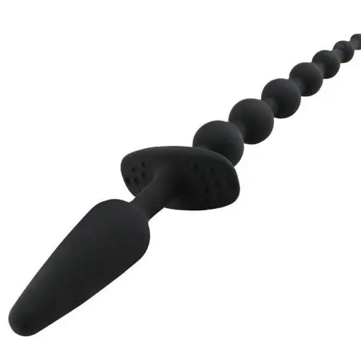 plug chapelet anal en silicone noir