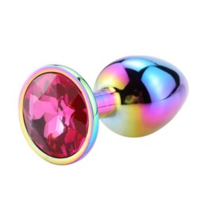 Plug Anal Métal Arc-en-Ciel Bijou Fushia