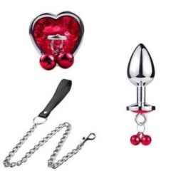 plug anal chaine bijou coeur rouge