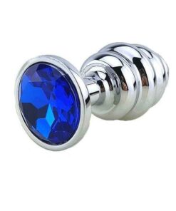 plug anal acier bijou bleu spiral