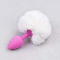 plug anal pompon blanc et rose