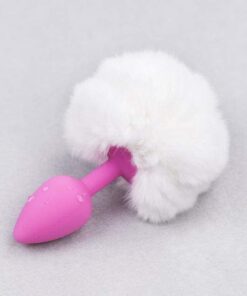 plug anal pompon blanc et rose