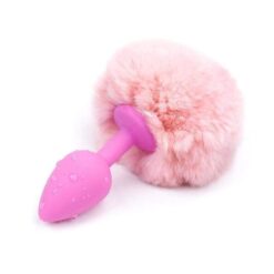 plug anal pompon rose