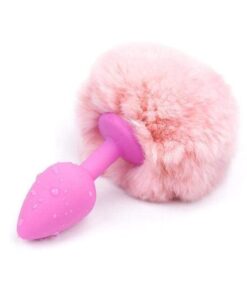 plug anal pompon rose