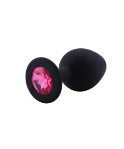 Plug Anal Silicone Noir Diamant Rose