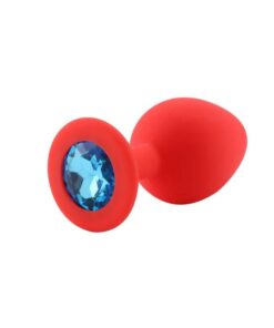 Plug Anal Silicone Rouge Diamant Bleu ciel