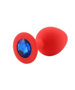 Plug Anal Silicone Rouge Diamant Bleu