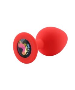 Plug Anal Silicone Rouge Diamant Multicolore