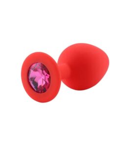 Plug Anal Silicone Rouge Diamant Rose