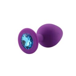 Plug Anal Silicone Violet Diamant Bleu clair