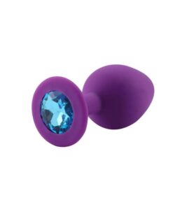 Plug Anal Silicone Violet Diamant Bleu clair