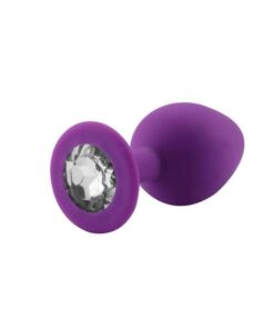 Plug Anal Silicone Violet Diamant Blanc