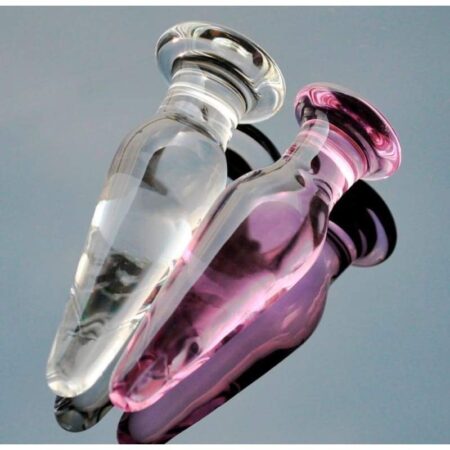 plug anal verre long rose transparent
