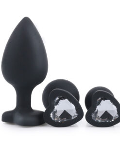 Plug Anal Silicone Coeur Diamant Blanc