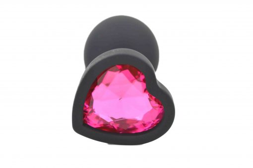 Plug Anal Silicone Coeur Diamant Fuschia