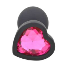 Plug Anal Silicone Coeur Diamant Fuschia