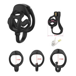 Cage à Pénis Noir Couvercle Rabattable