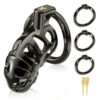 Cage de Chasteté Métal Noir Top Locked