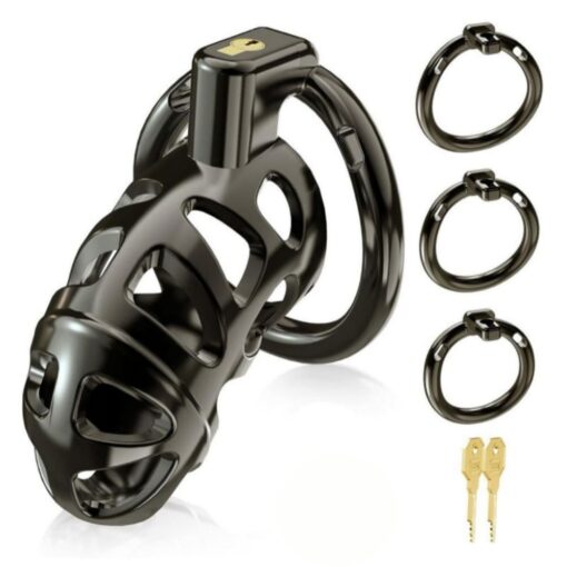 Cage de Chasteté Métal Noir Top Locked