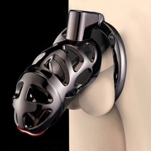 Cage de Chasteté Métal Noir Top Locked