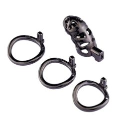 Cage de Chasteté Métal Noir Top Locked