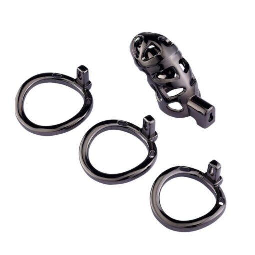 Cage de Chasteté Métal Noir Top Locked