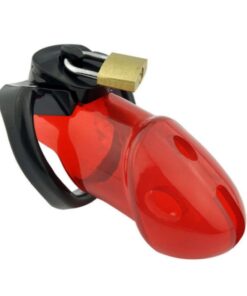 Cage de Chasteté Plastique Rouge et Noir