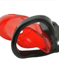 Cage de Chasteté Plastique Rouge et Noir