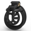 Cage de chasteté noire ultra plate avec 4 anneaux péniens et serrure à clé