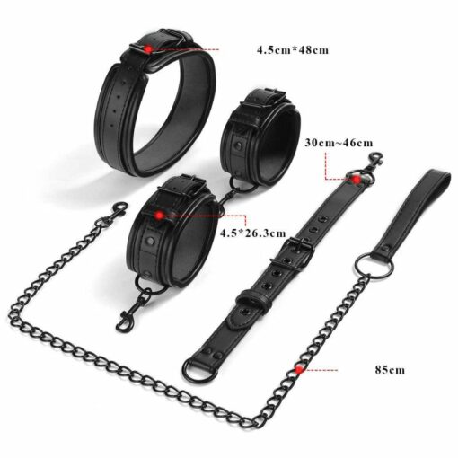 Coffret Bondage Collier et Menotte Noir