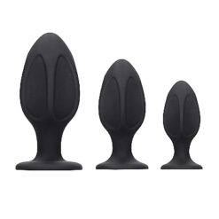 coffret plug anal silicone noir nervuré