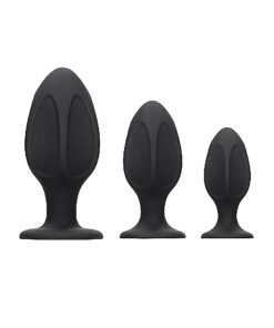 coffret plug anal silicone noir nervuré