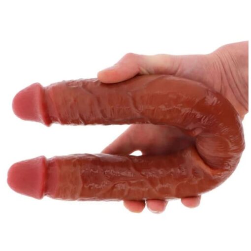 Double Gode Réaliste Marron 46x4,5cm