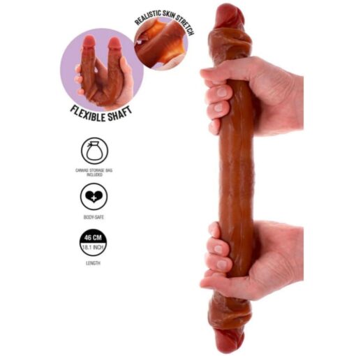 Double Gode Réaliste Marron 46x4,5cm