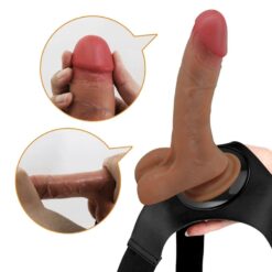 Gode Ceinture à Vibrations et Ejaculateur Marron