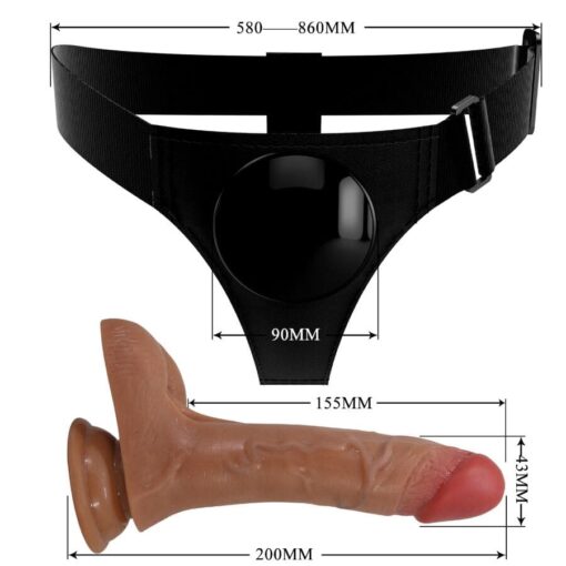 Gode Ceinture à Vibrations et Ejaculateur Marron