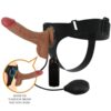 Gode ceinture vibrant et éjaculateur marron pour pegging et jeux anaux réalistes