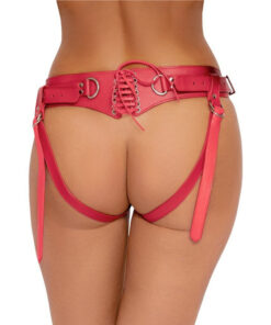 Ceinture Sexuelle en Simili Cuir Rouge