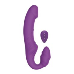 Gode Strap On Vibrant sans ceinture en silicone violet