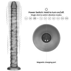 Gode Long Vibrant Gris Plaisir Intense