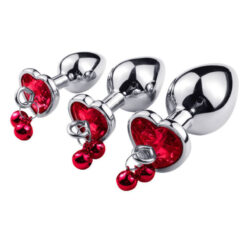 plug anal coeur diamant rouge à grelots