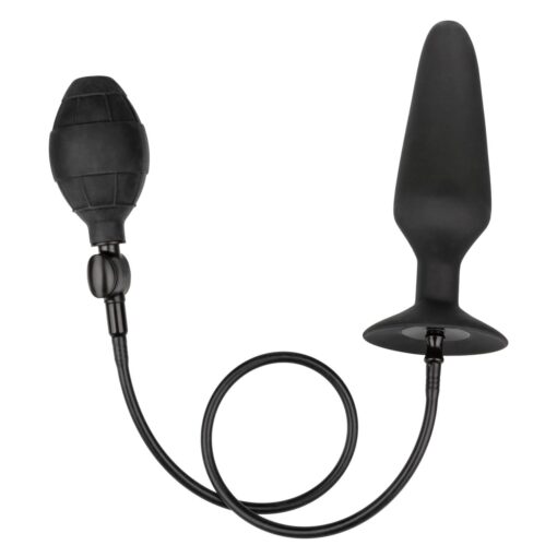 Plug anal gonflable XXL 9 cm avec poire amovible – silicone noir souple