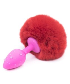 plug anal pompon pourpre rose