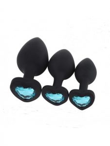 Plug Anal Silicone Cœur Diamant Turquoise