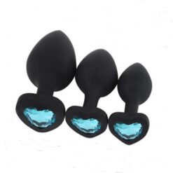 Plug Anal Silicone Cœur Diamant Turquoise