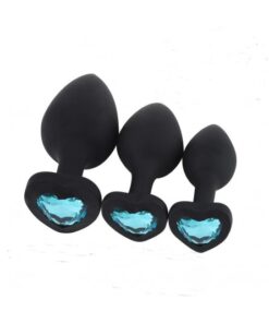 Plug Anal Silicone Cœur Diamant Turquoise