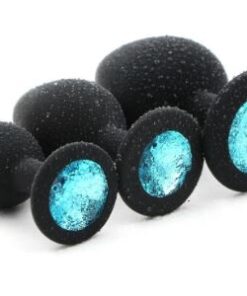 Plug Anal Silicone Noir Diamant Turquoise