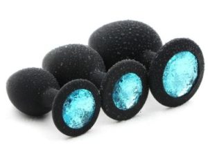 Plug Anal Silicone Noir Diamant Turquoise