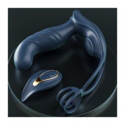 Stimulateur de Prostate Bleu avec Ballstretcher